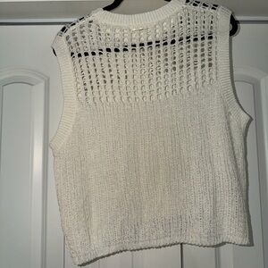 Do everything in love Cream Open Crochet Yoke Knit Top